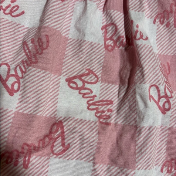 Girls’ Barbie Checkered Short Puff Sleeve Dress - Pink XS - Picture 4 of 4